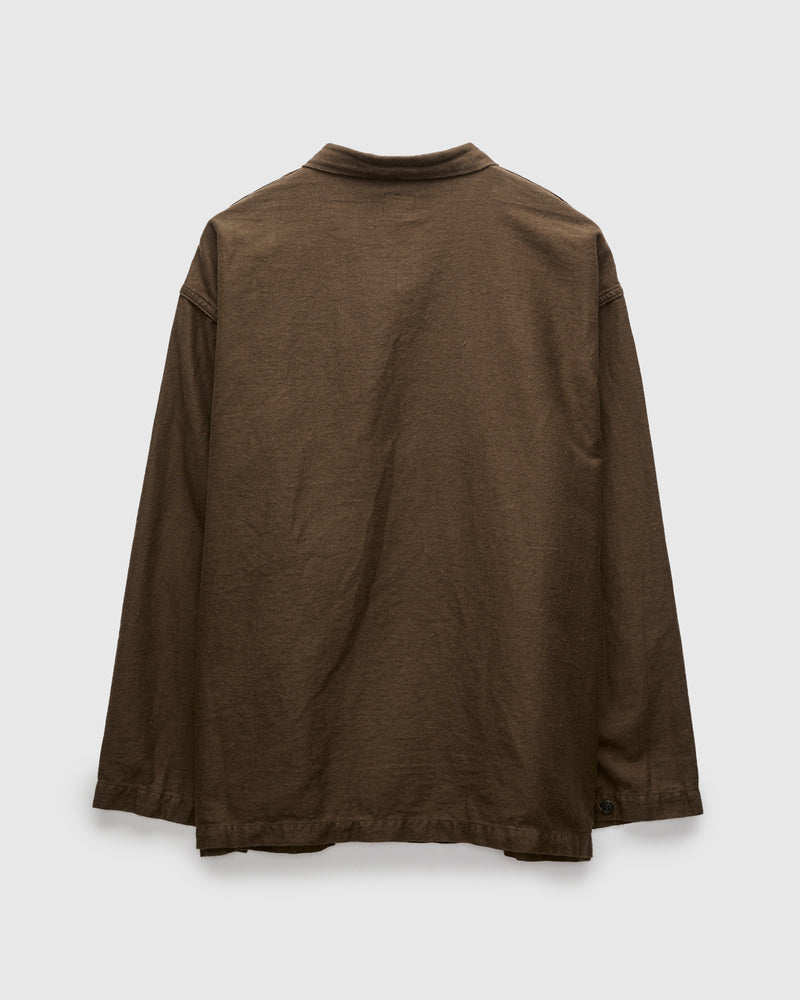 Linen Moleskin Simple Work Jacket in Coffee Brown