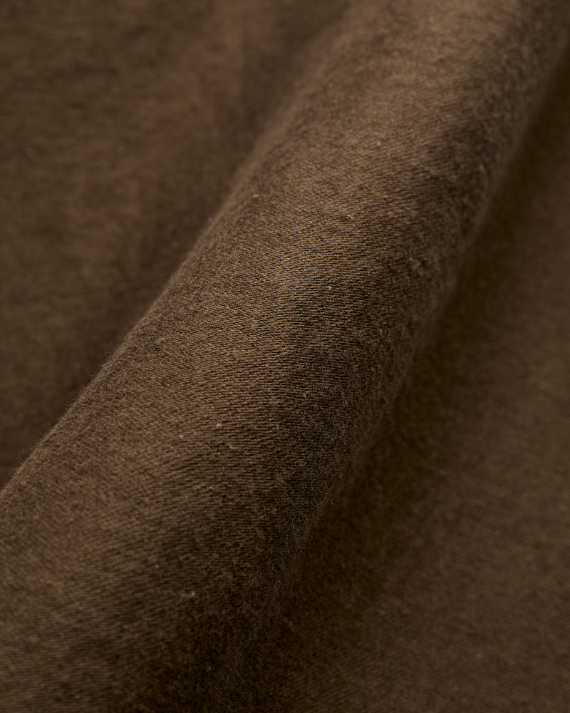 Linen Moleskin Simple Work Jacket in Coffee Brown