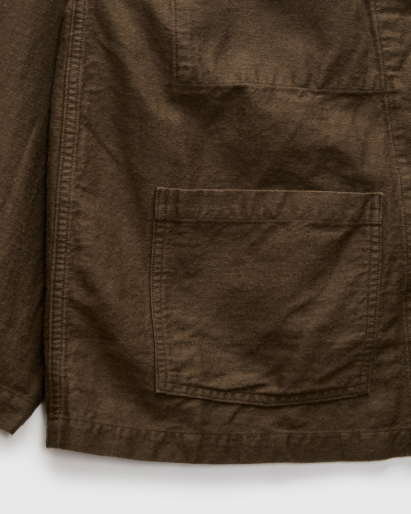 Linen Moleskin Simple Work Jacket in Coffee Brown