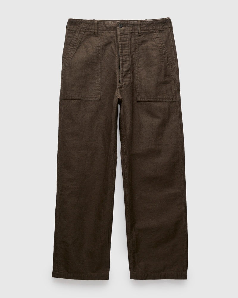 Linen Moleskin Straight Fatigue Pants in Charcoal Grey