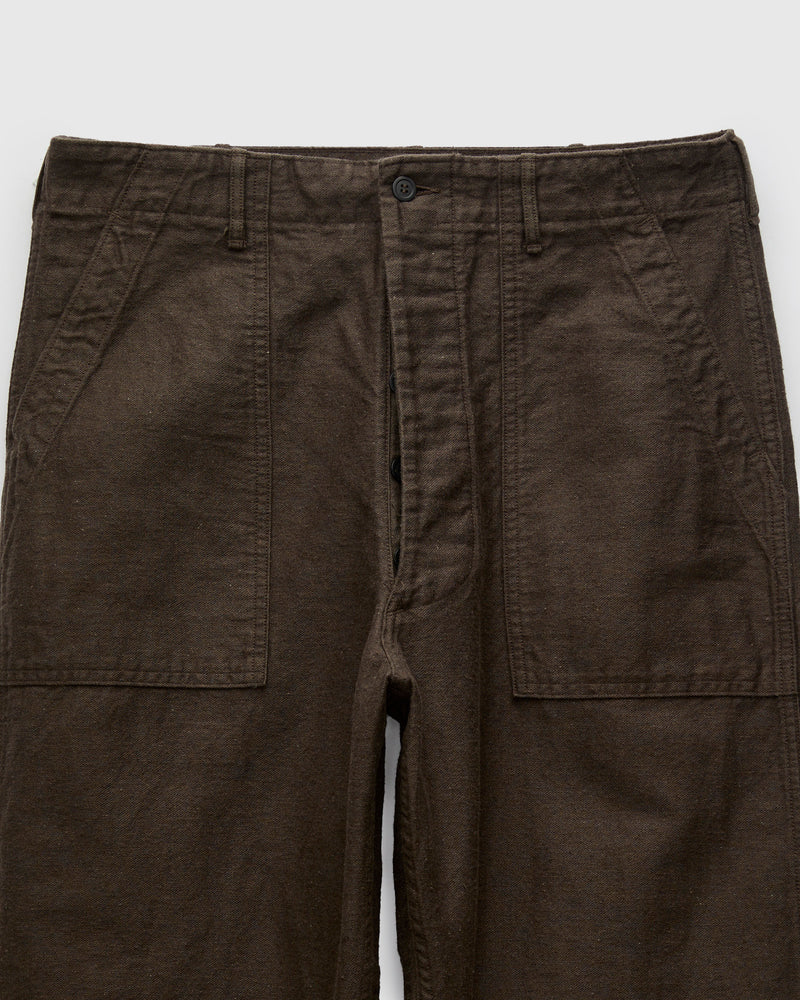 Linen Moleskin Straight Fatigue Pants in Charcoal Grey