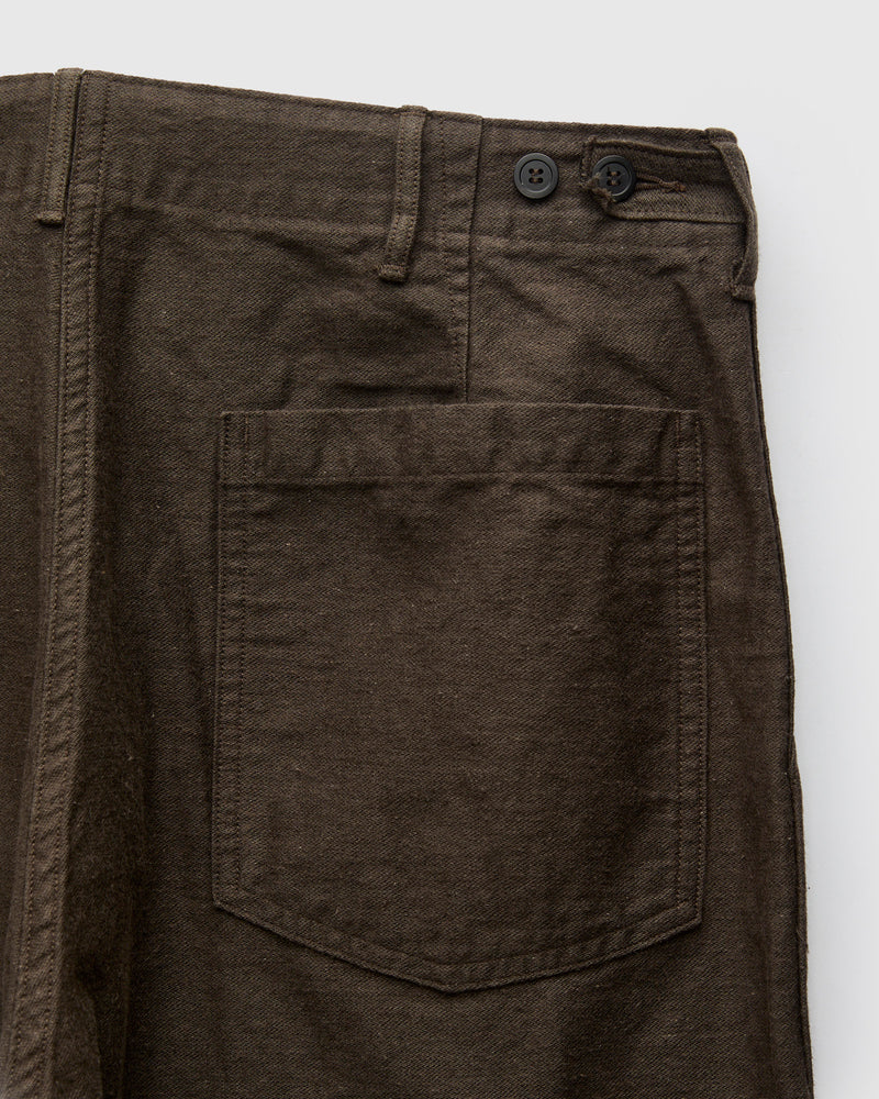 Linen Moleskin Straight Fatigue Pants in Charcoal Grey