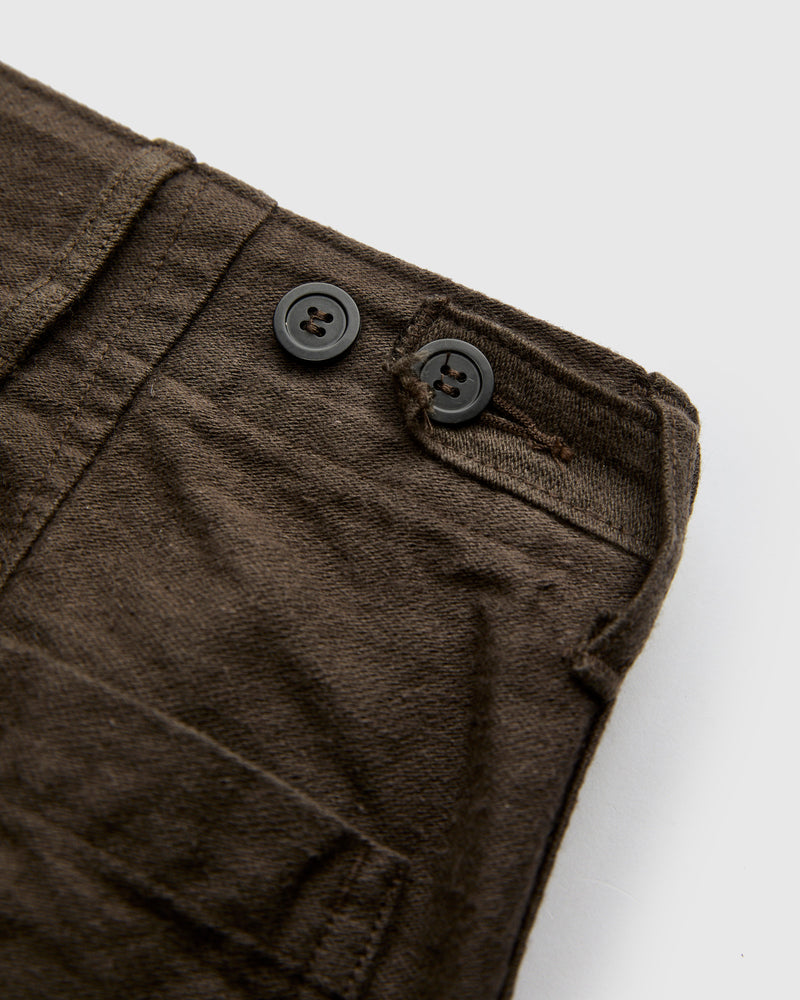 Linen Moleskin Straight Fatigue Pants in Charcoal Grey