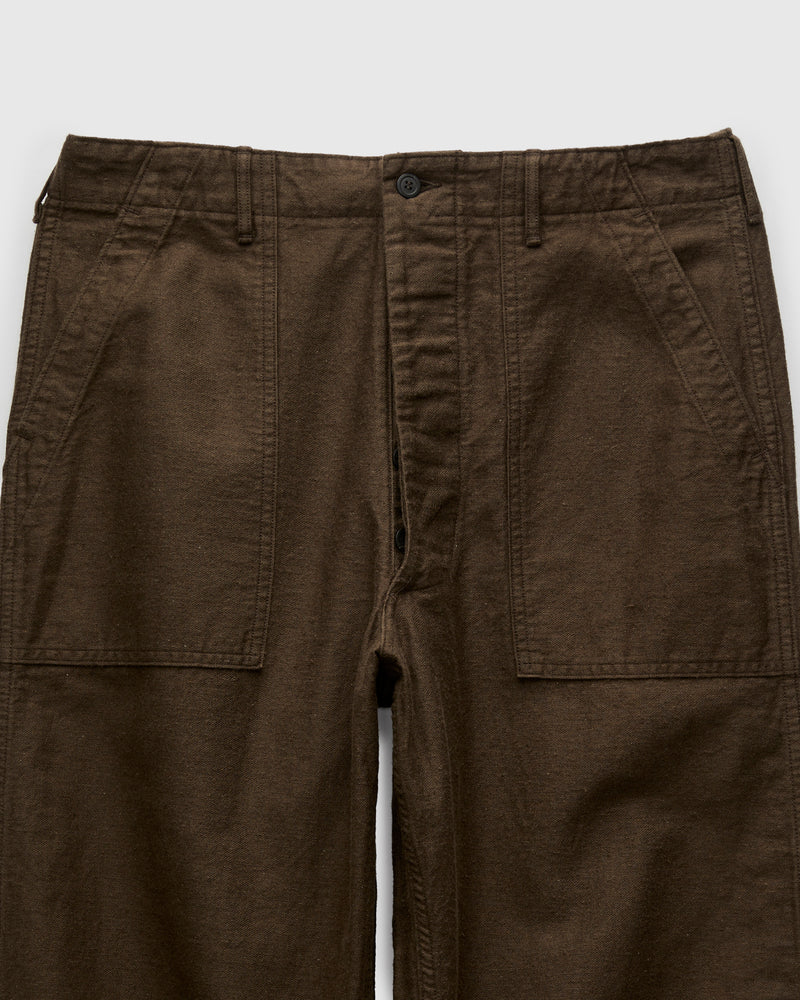 Linen Moleskin Straight Fatigue Pants in Coffee Brown