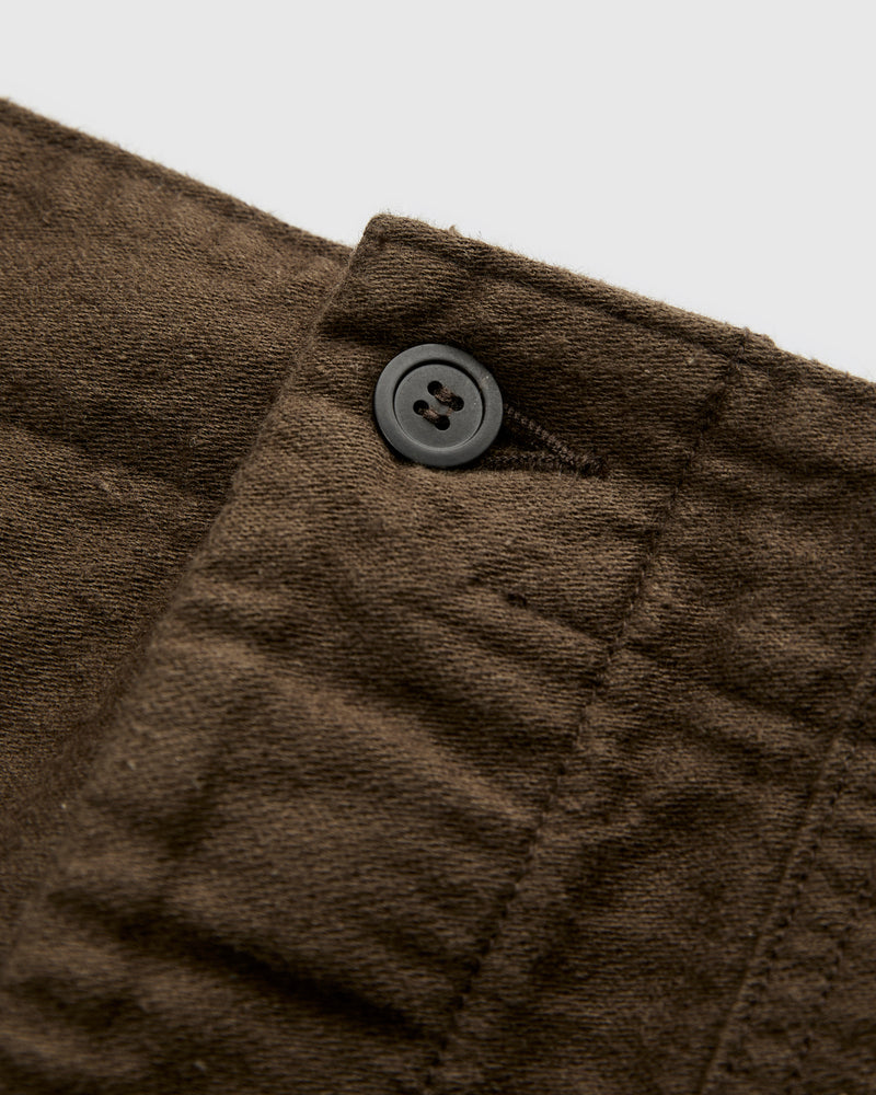 Linen Moleskin Straight Fatigue Pants in Coffee Brown