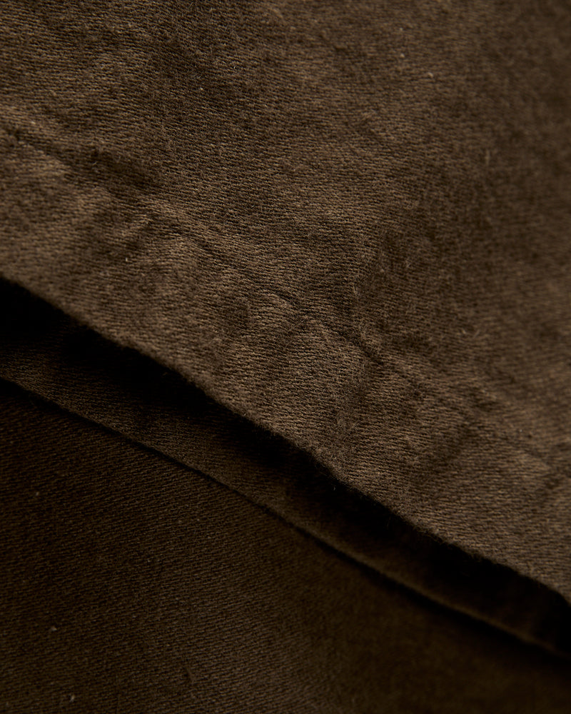 Linen Moleskin Straight Fatigue Pants in Coffee Brown