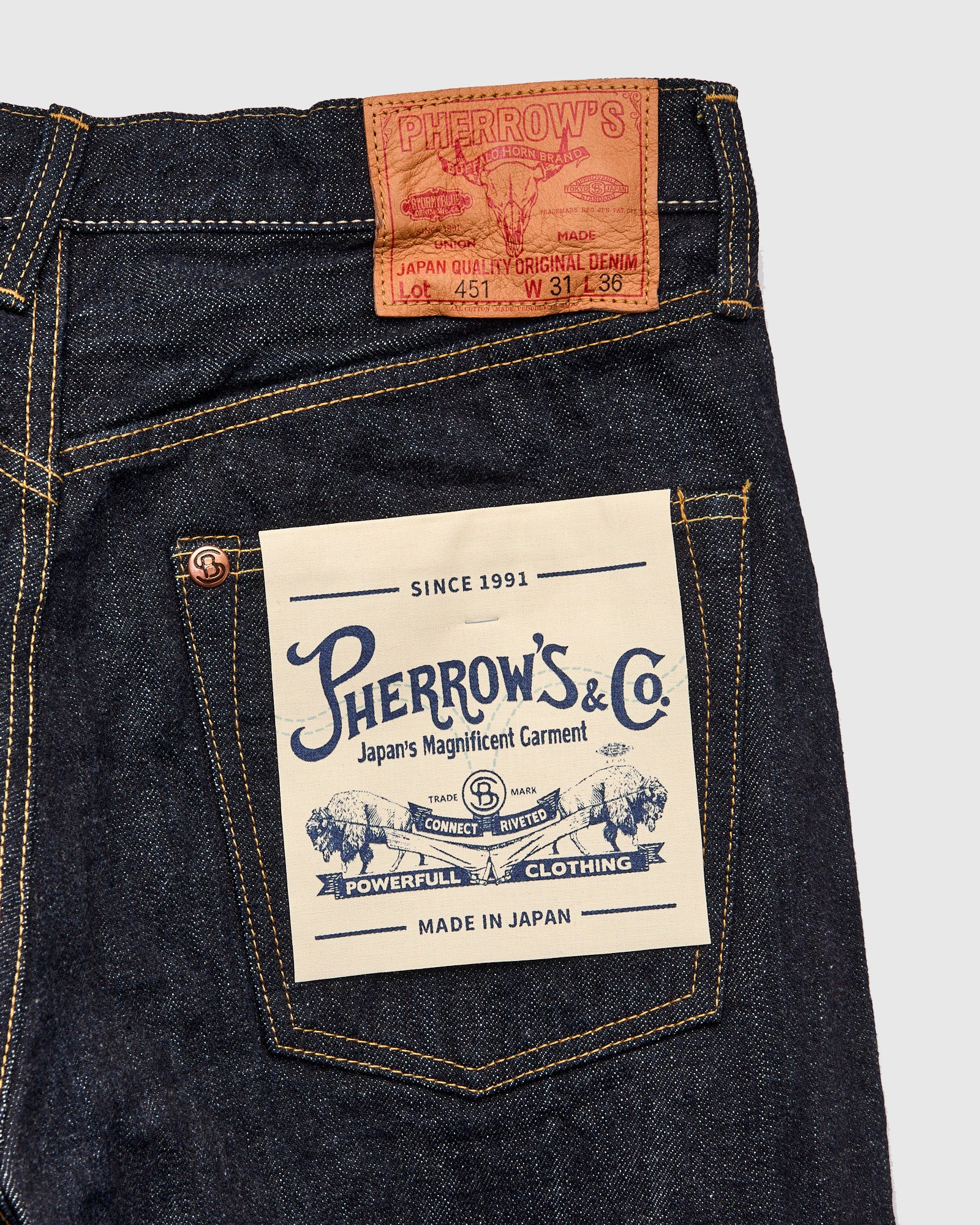 451SW 13.5oz Selvedge Denim - Wide Straight Fit – Blue Owl Workshop