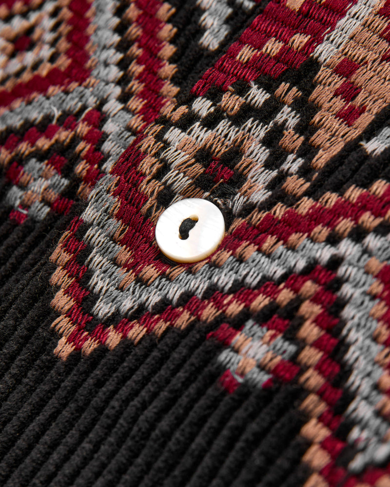 Embroidered Corduroy Overshirt in Black