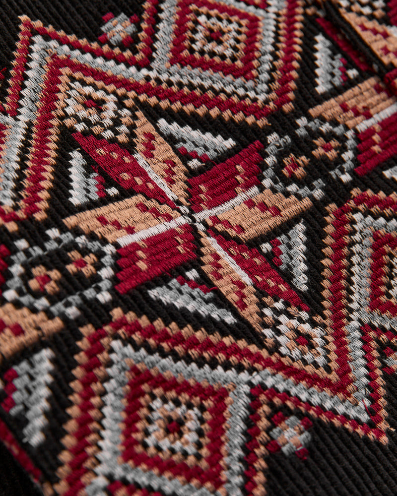 Embroidered Corduroy Overshirt in Black