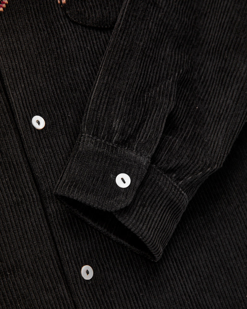 Embroidered Corduroy Overshirt in Black
