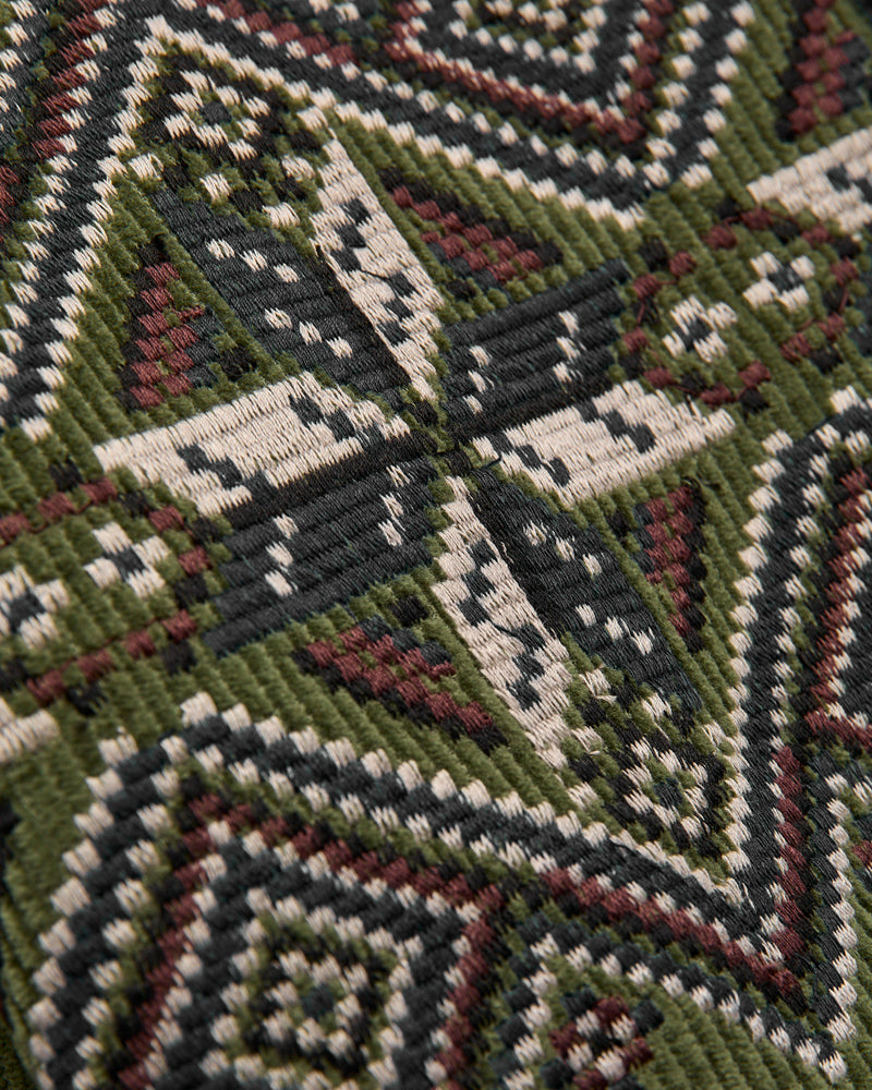 Embroidered Corduroy Overshirt in Olive