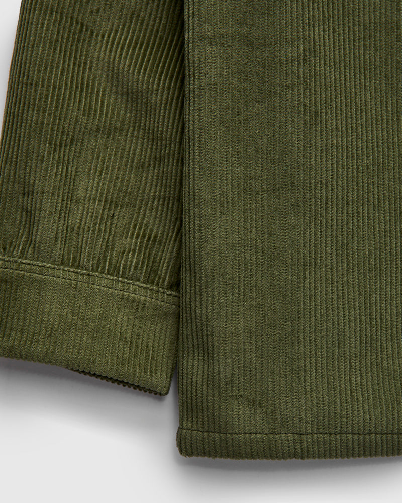 Embroidered Corduroy Overshirt in Olive