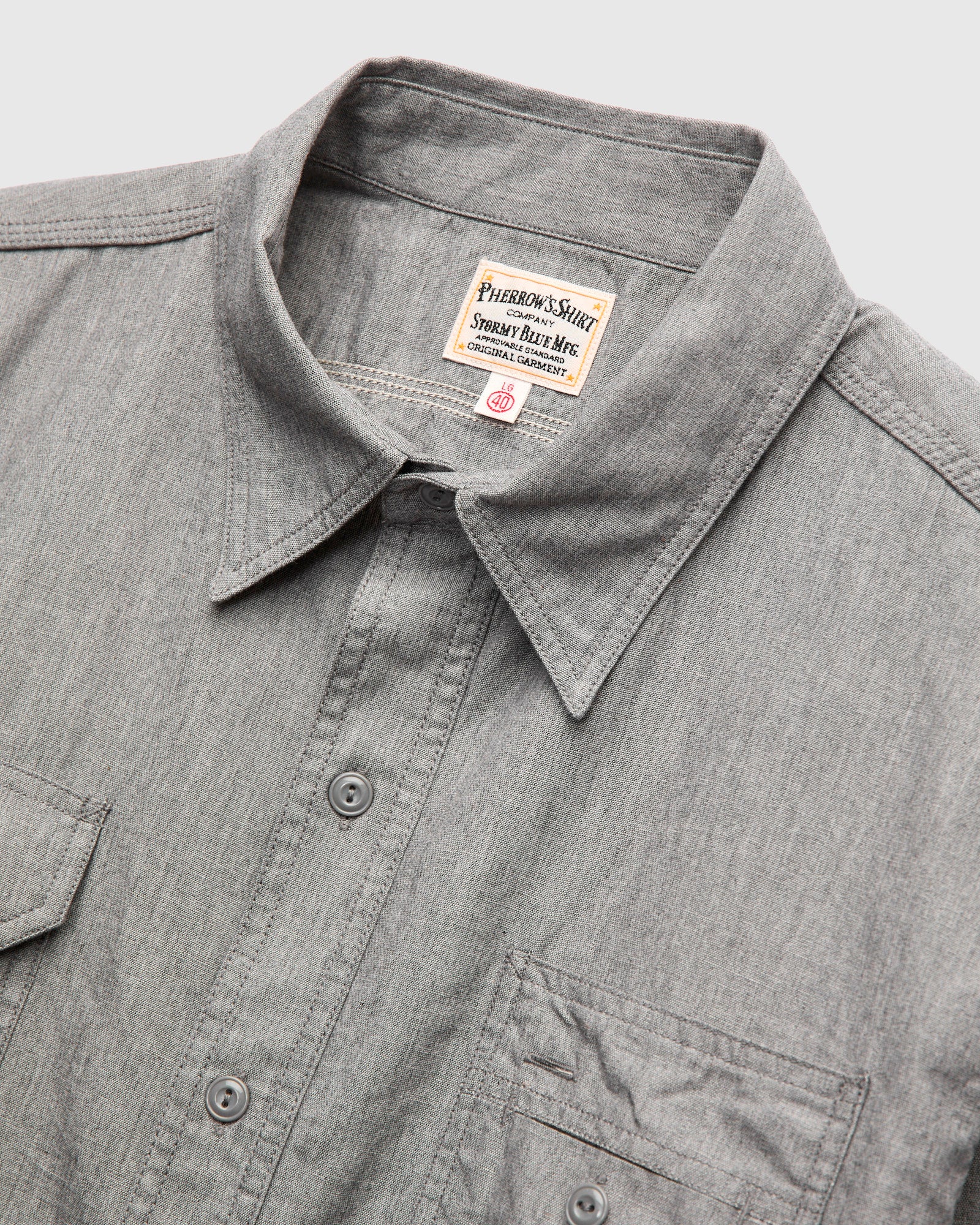 Selvedge Chambray Workshirt in Grey – Blue Owl Workshop