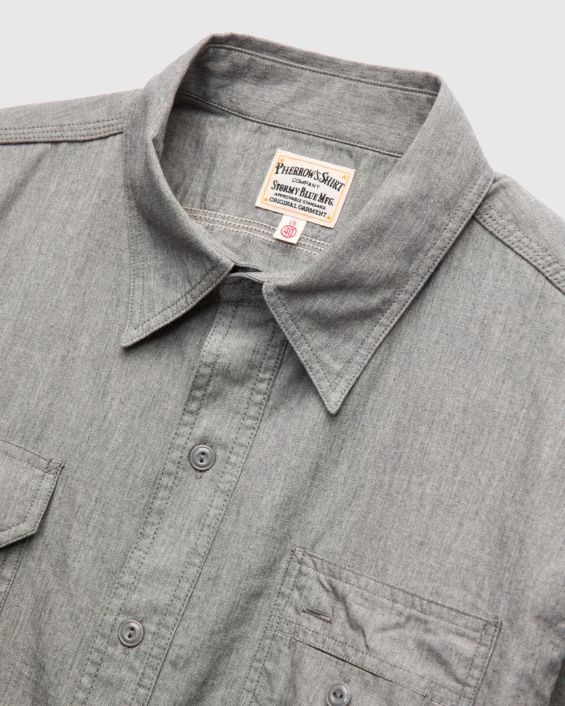 Selvedge Chambray Workshirt in Grey
