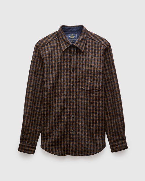 Merino Tweed Button-Up Shirt in Navy