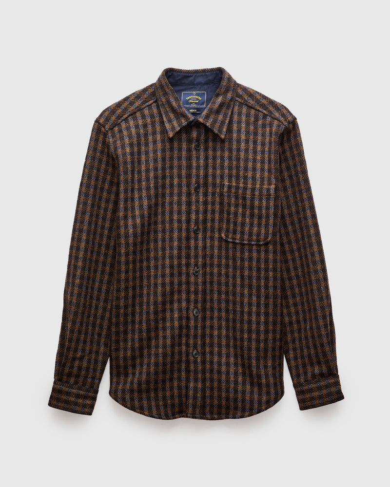 Merino Tweed Button-Up Shirt in Navy