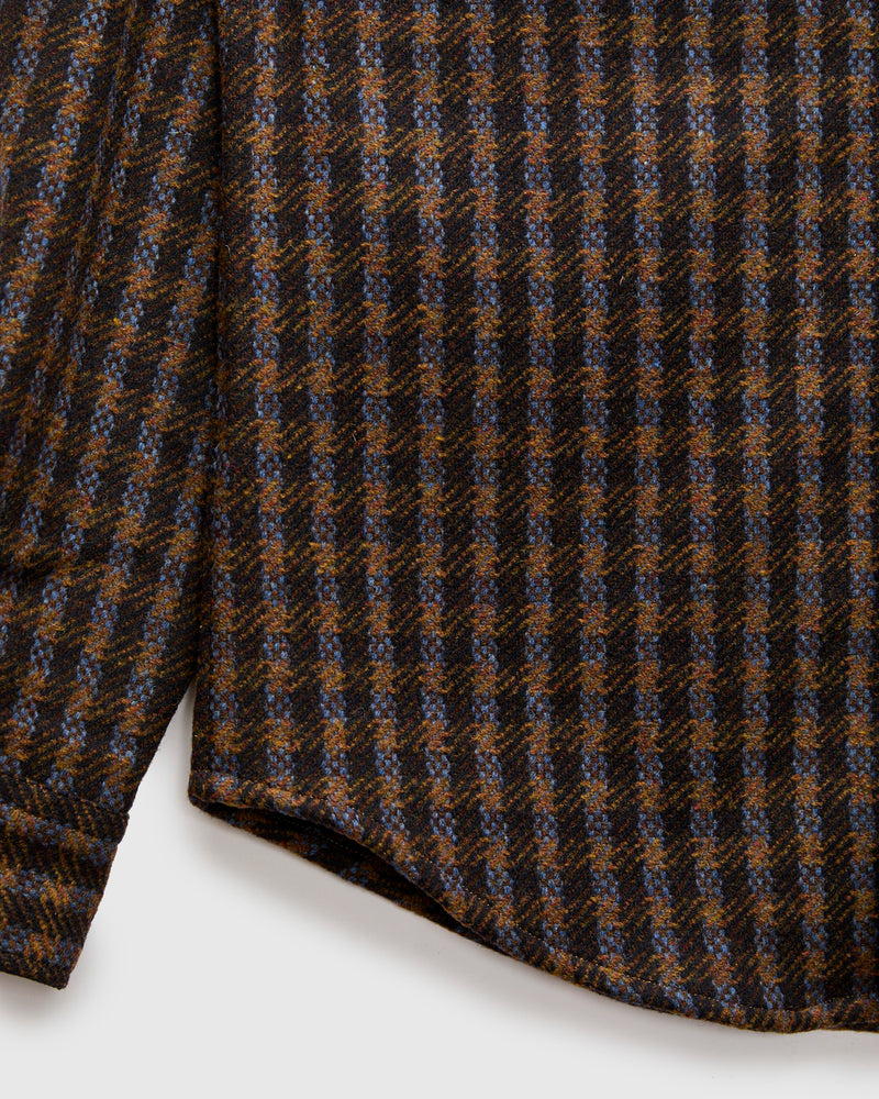 Merino Tweed Button-Up Shirt in Navy