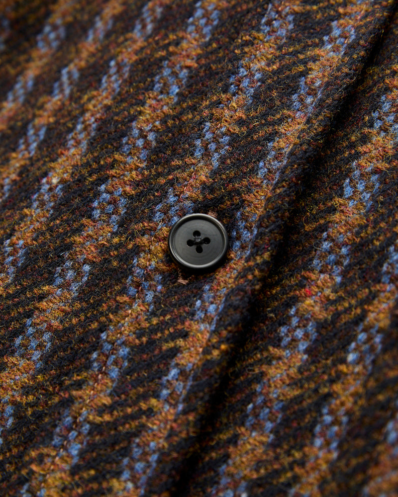 Merino Tweed Button-Up Shirt in Navy