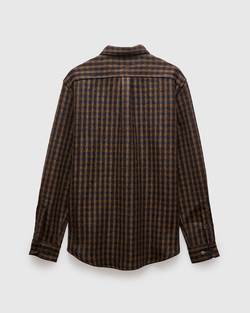 Merino Tweed Button-Up Shirt in Navy
