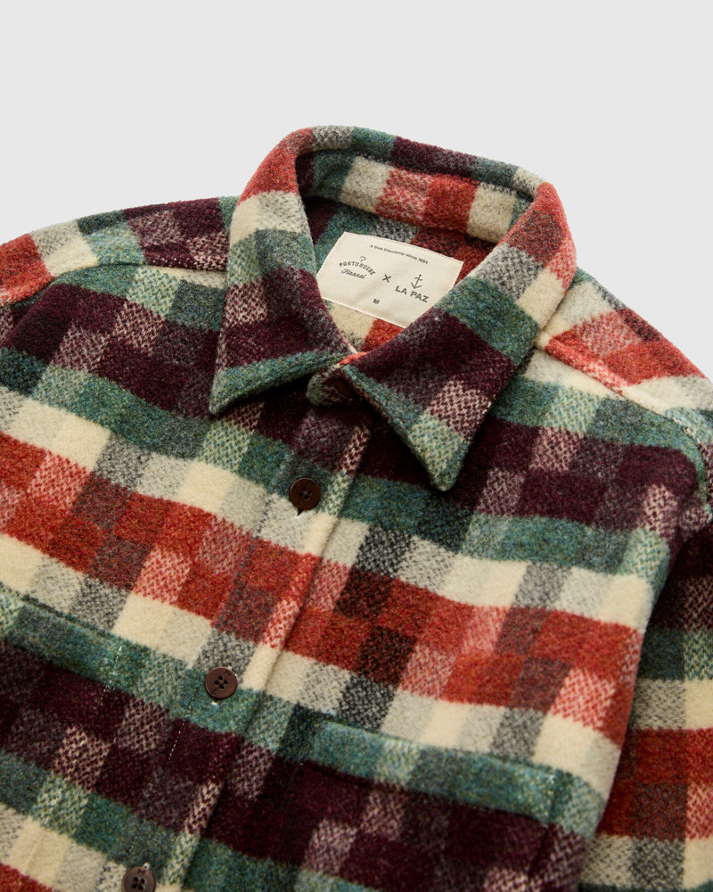 La Paz x Portuguese Flannel Check Overshirt in Atlantic