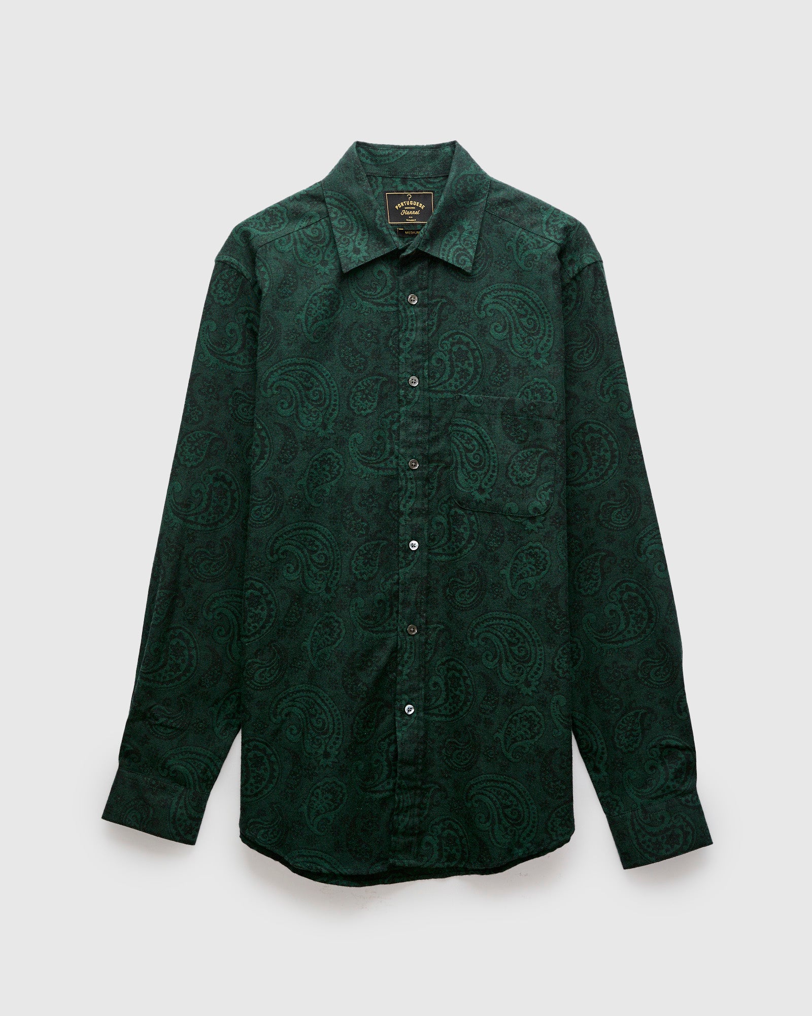 Paisley Jacquard Flannel Button-Up Shirt in Green – Blue Owl Workshop Paisley Jacquard Flannel Button-Up Shirt in Green – Blue Owl Workshop