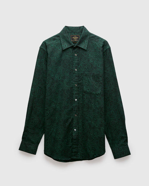 Paisley Jacquard Flannel Button-Up Shirt in Green