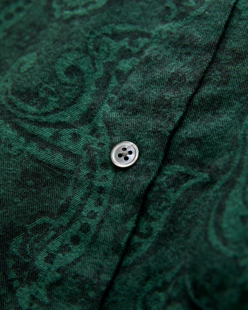 Paisley Jacquard Flannel Button-Up Shirt in Green
