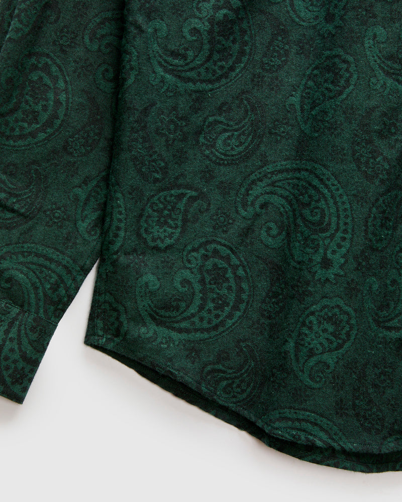 Paisley Jacquard Flannel Button-Up Shirt in Green