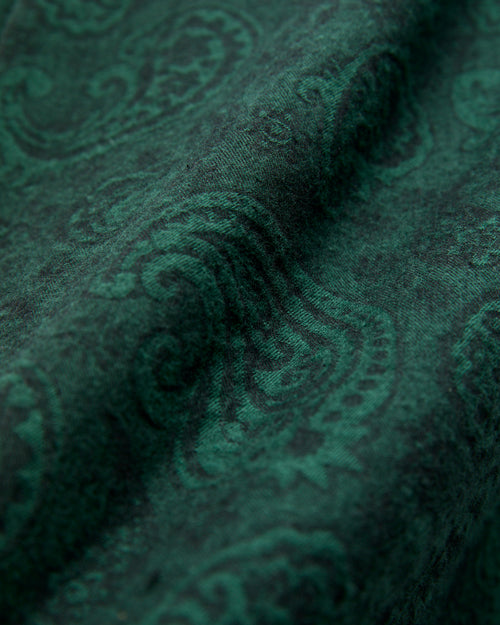 Paisley Jacquard Flannel Button-Up Shirt in Green