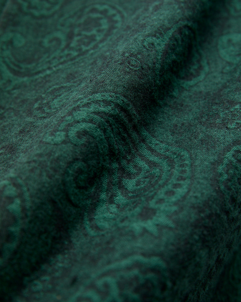 Paisley Jacquard Flannel Button-Up Shirt in Green