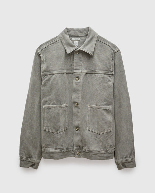 Herringbone Trucker Jacket in Sumi Ink