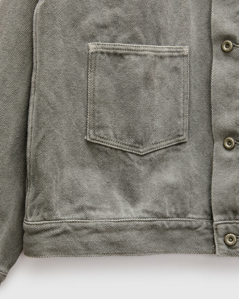 Herringbone Trucker Jacket in Sumi Ink