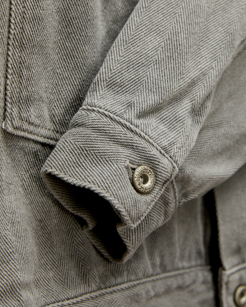 Herringbone Trucker Jacket in Sumi Ink