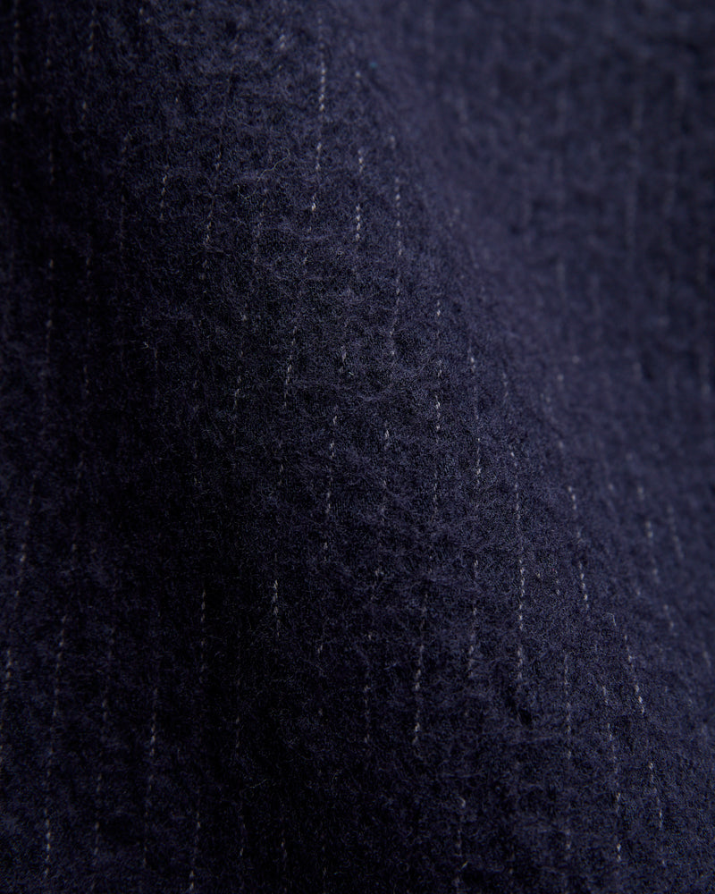 Cotton Wool 2Tuck Trousers in Navy Pinstripe