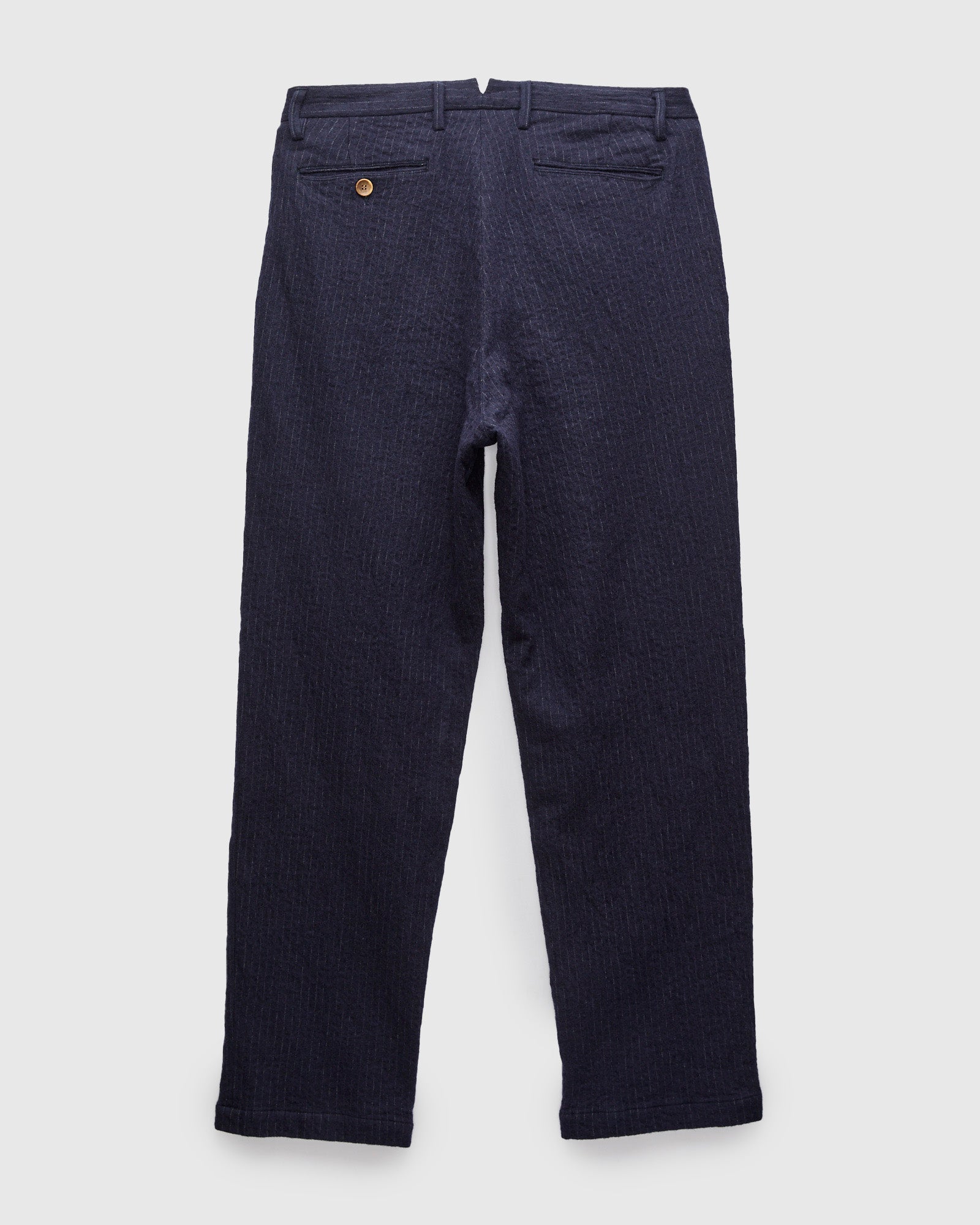 Cotton Wool 2Tuck Trousers in Navy Pinstripe – Blue Owl Workshop