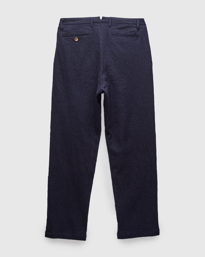 Cotton Wool 2Tuck Trousers in Navy Pinstripe