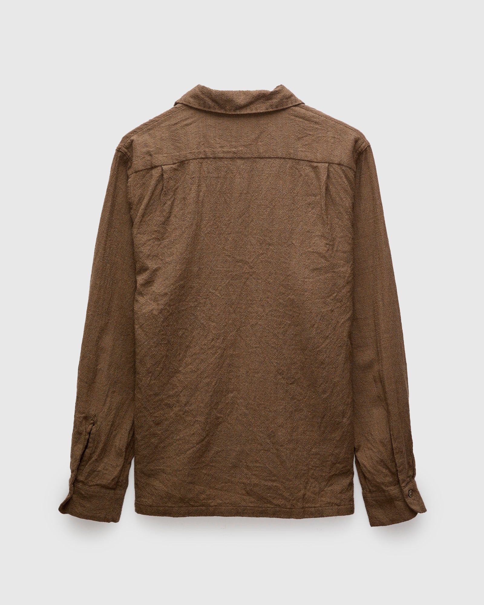 Highland Wool Open Collar Shirt in Brown – Blue Owl Workshop