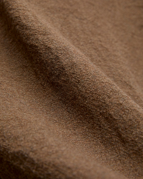 Highland Wool Open Collar Shirt in Brown