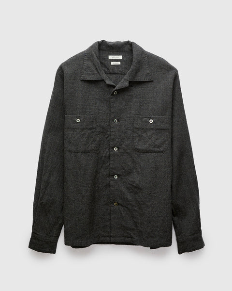 Highland Wool Open Collar Shirt in Charcoal – Blue Owl Workshop