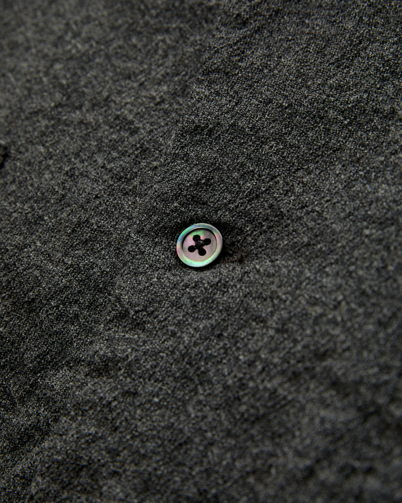 Highland Wool Open Collar Shirt in Charcoal