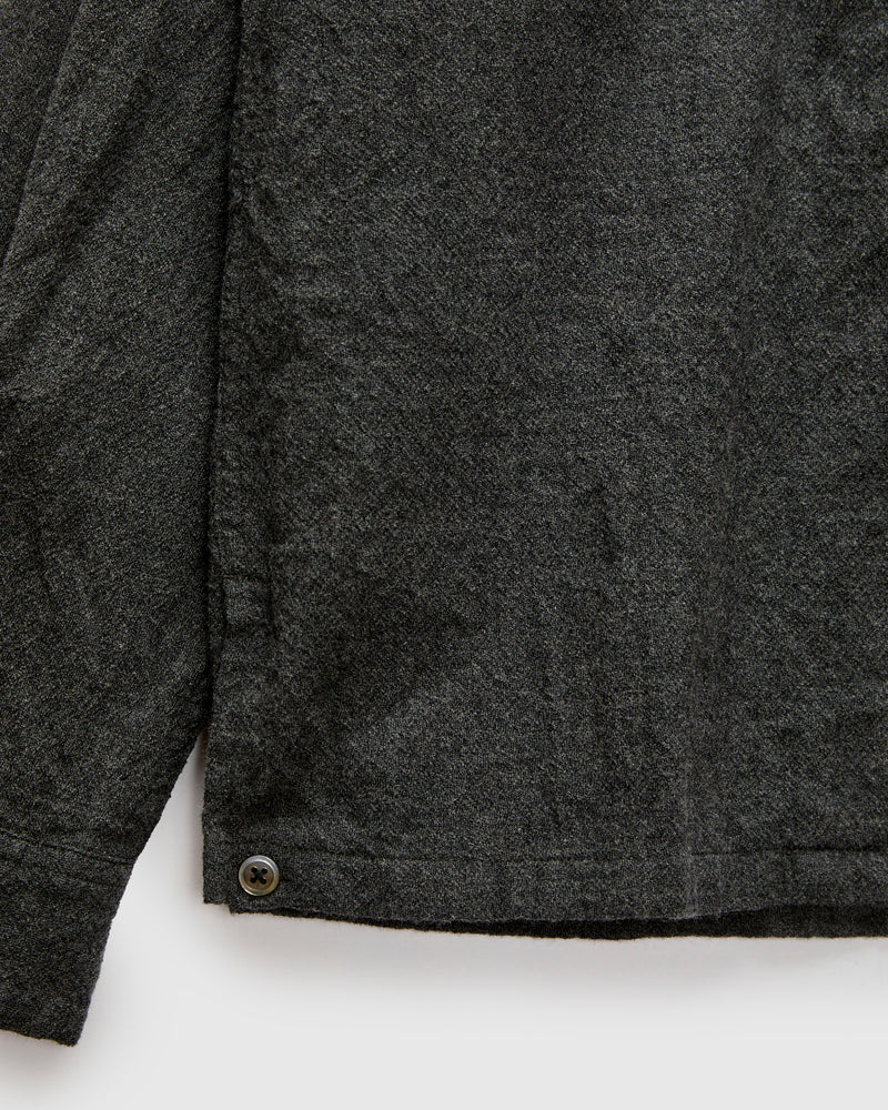 Highland Wool Open Collar Shirt in Charcoal