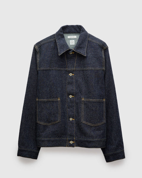 Wool Denim Trucker Jacket in Indigo – Blue Owl Workshop