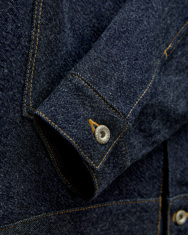 Wool Denim Trucker Jacket in Indigo