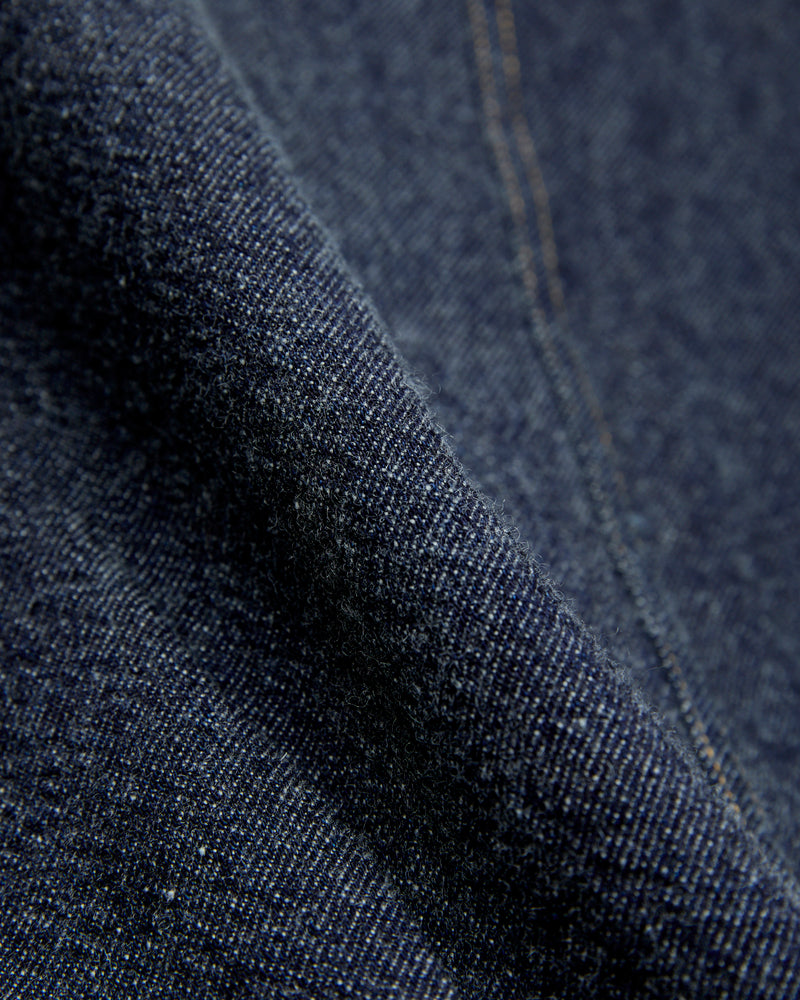 Wool Denim Trucker Jacket in Indigo