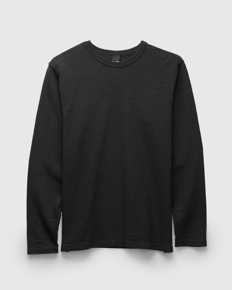 No. 8 Slub Nep Long Sleeve T-Shirt in Black