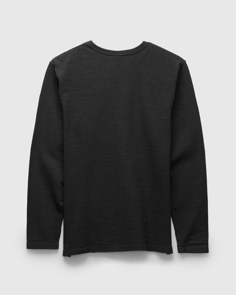 No. 8 Slub Nep Long Sleeve T-Shirt in Black
