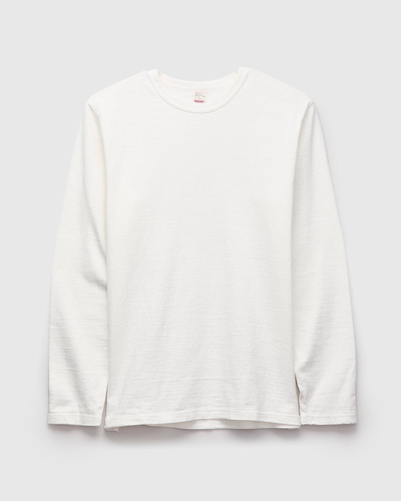 No. 8 Slub Nep Long Sleeve T-Shirt in White