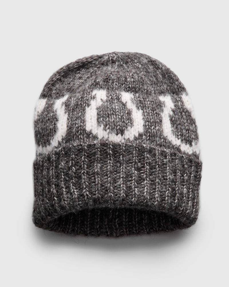 Alpaca Horseshoe Beanie in Charcoal