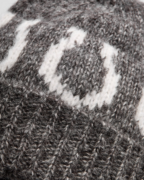 Alpaca Horseshoe Beanie in Charcoal