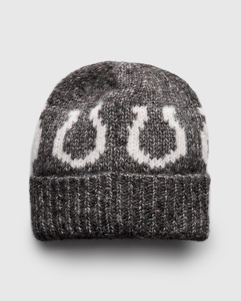 Alpaca Horseshoe Beanie in Charcoal